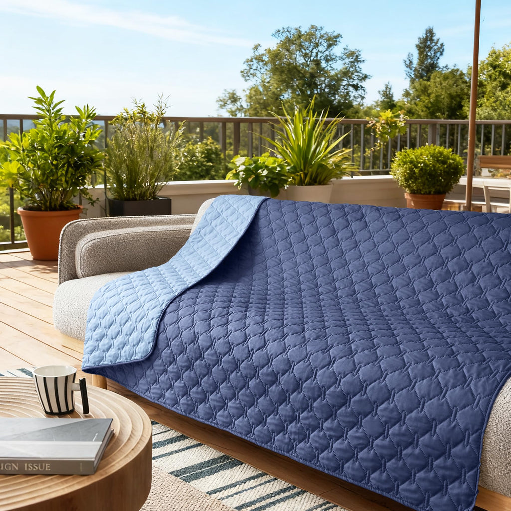 gogobunny 100% Double Sided Waterproof Dog Blanket Soft Pet Bed Cover Reversible Protect Furniture Couch Sofa Car for Puppy Large Dog Cat (Dark Navy/Light Navy, 82x120 Inch (Pack of 1))