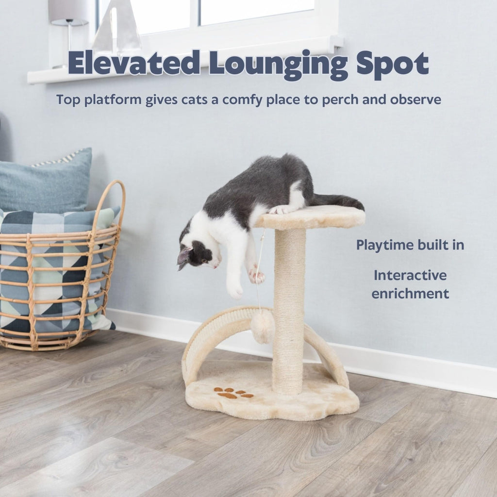TRIXIE Vitoria 16.9-in Cat Tree for Kittens, Kitty Scratching Post, Sisal Covered Scratcher, Dangling Cat Toy, Beige