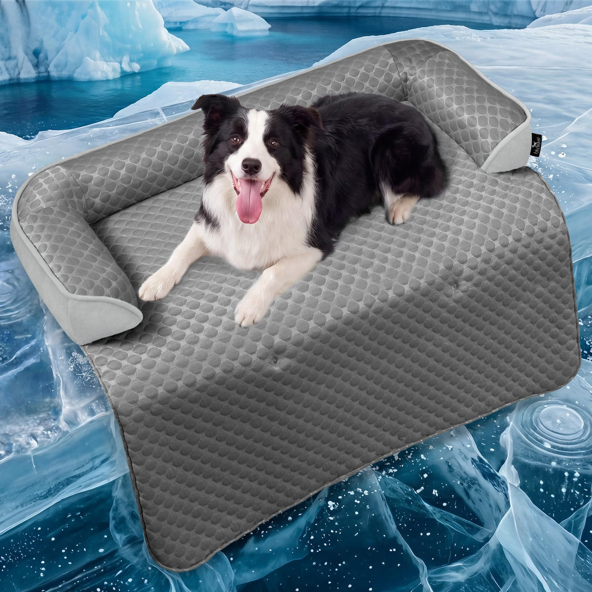 blunique Calming Dog Bed for Couch with Tie-Dye Pattern, 45x37 Inch, Blue
