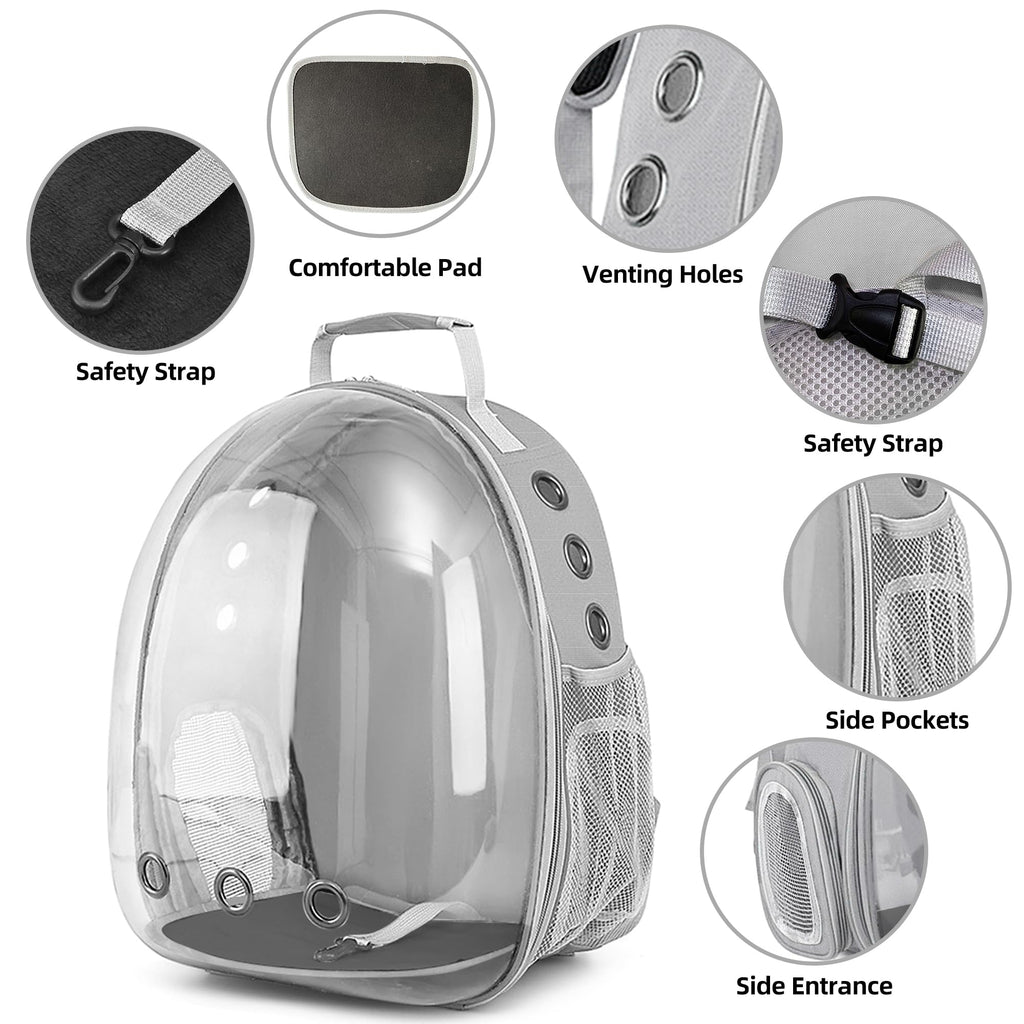 Pet Backpack Carrier,Bubble Backpack Cat Carrier,Pets and Small Dogs,Space Capsule Pet Carrier for Traveling, Walking, Hiking and Outdoor Activities (Gray)