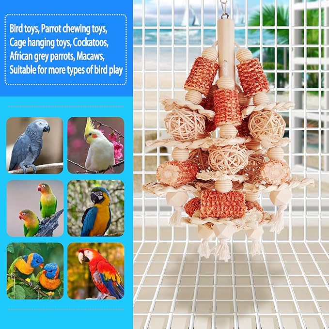 kencunay Bird Toys,Natural Corn Stick Parrot Toys Hanging in Bird Cages