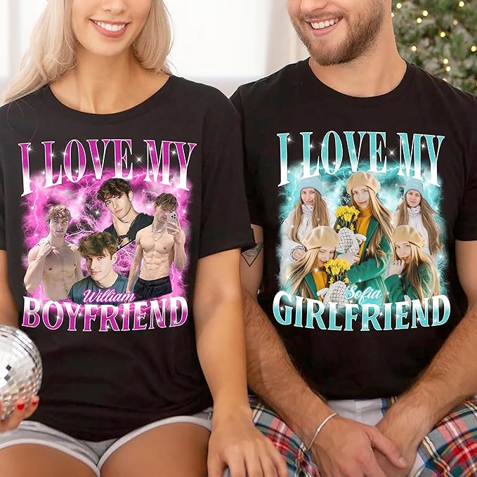 Tehg & Tuhg Custom T Shirts with Picture, Vintage Bootleg Rap Tee, Boyfriend Girlfriend, Unique Gift for Birthday Anniversary
