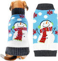 Pet Christmas Dog Sweaters Cute Animal Snowman Printed Puppy Xmas Costumes Winter Warm Turtleneck Jumpers Puppy Knitted Clothes Cat Outfits (XL, Blue Snowman)