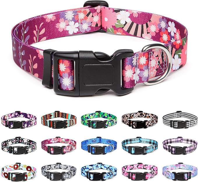 Mercano Adjustable Dog Collar - Special Design Patterns, Soft Nylon Comfortable Sturdy Pet Collar for Small Medium Large Dogs (M — Medium