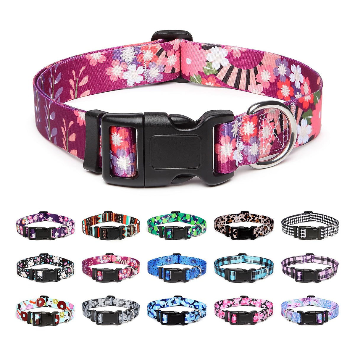 Mercano Adjustable Dog Collar - Special Design Patterns, Soft Nylon Comfortable Durable Pet Collar for Small Medium Large Dogs (L, Watermelon)