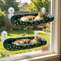 L&W BROS. 2-Pack Foldable Cat Window Perches with Christmas Cushion Bed Easy to Assemble Cats Hammock for Window, Warm Indoor Cat Beds for Large Cats, Edition(L Green)