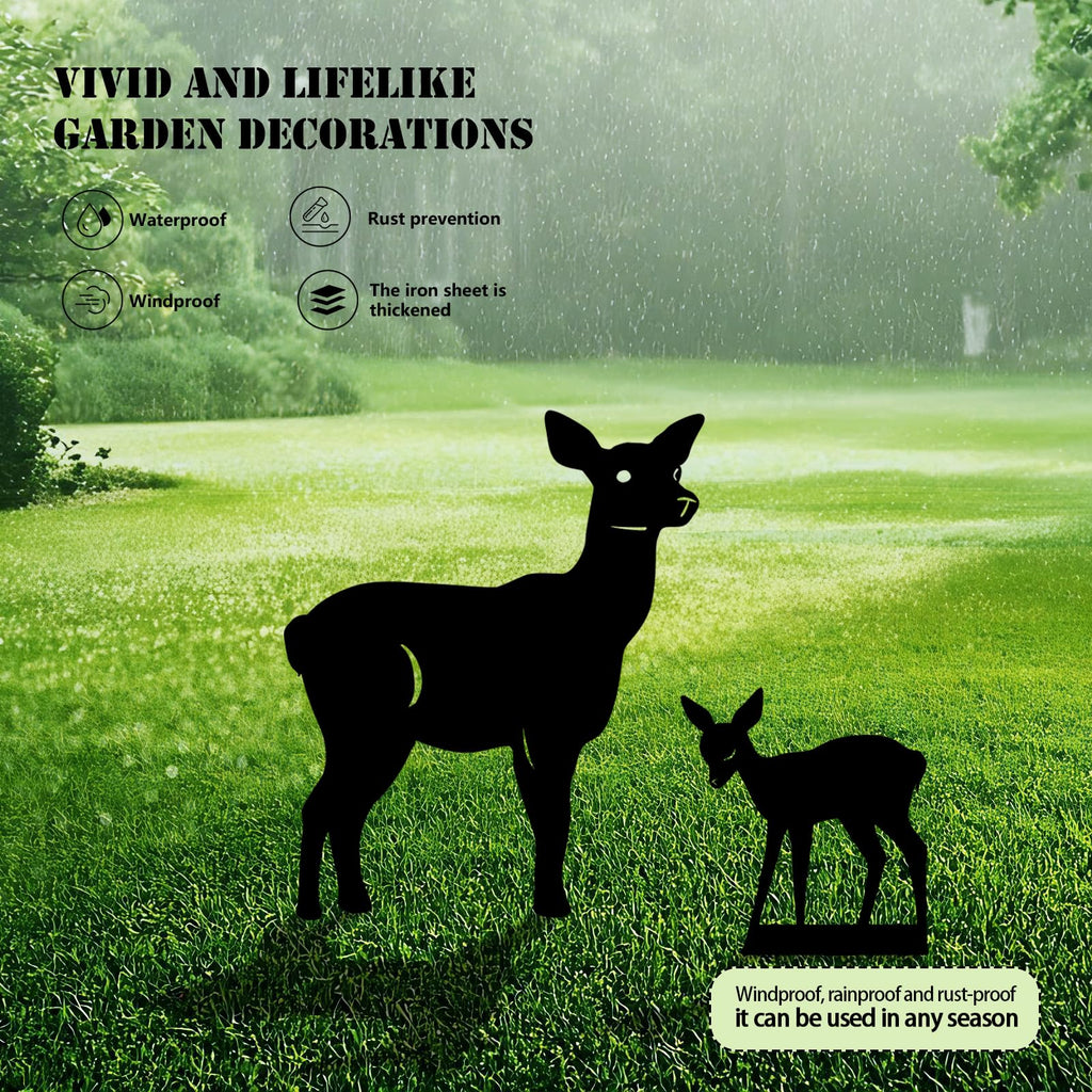 Yonisun 3 Pack Deer Metal Garden Decorative Stakes, Weather Proof Silhouette Statues for Yard, Patio,Outdoor Decor for Deer Lovers and Pet Owners