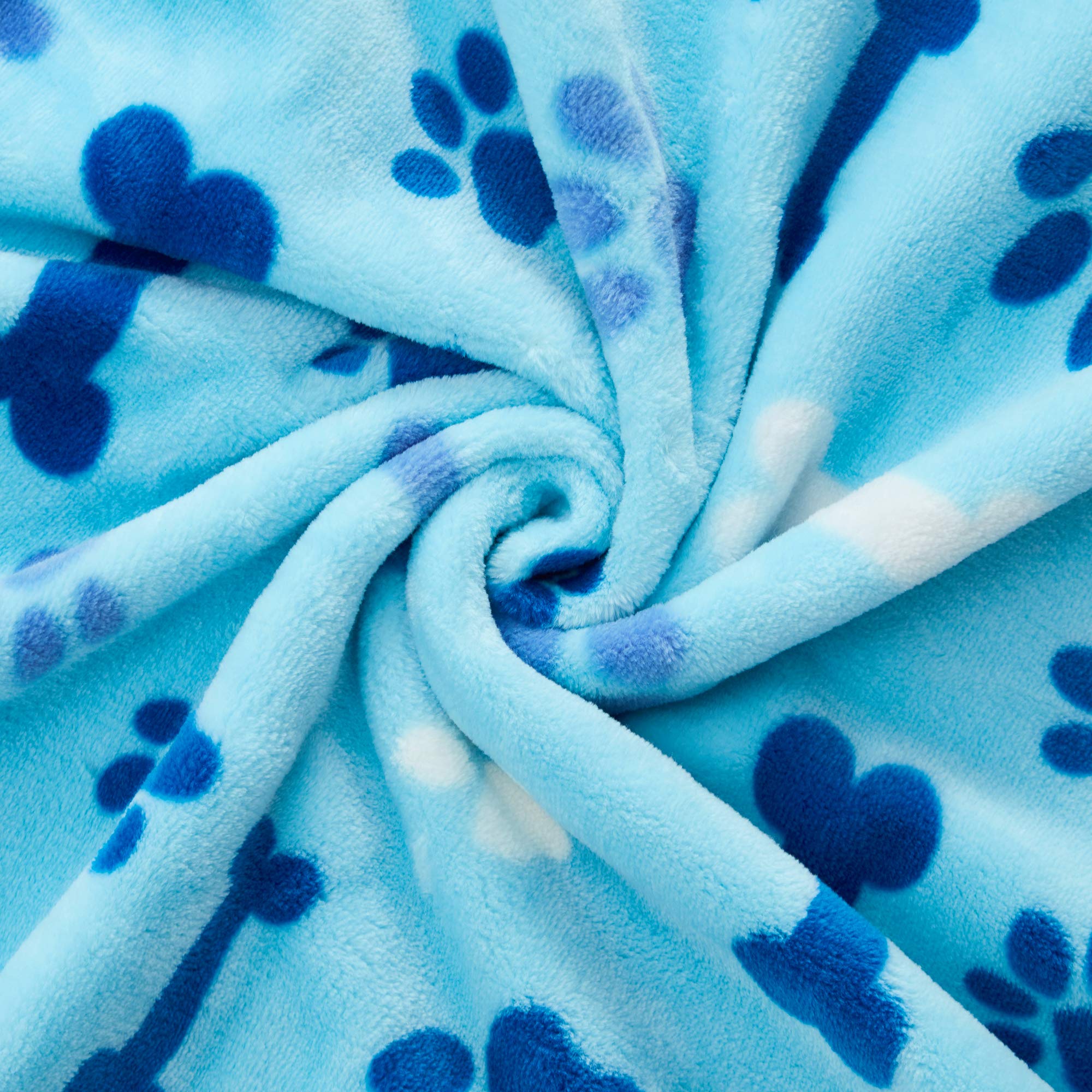 Allisandro Luxurious Dog Blanket, 350 GSM Super Fuzzy Microplush Fleece Pet Blankets for Small Medium Large Dogs and Cats, Blue Paw and Bone, 32" x 24"