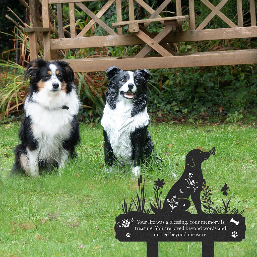 Rngmsi Dog Grave Marker 12 X 14.5 Inches Pet Memorial Garden Black Silhouette