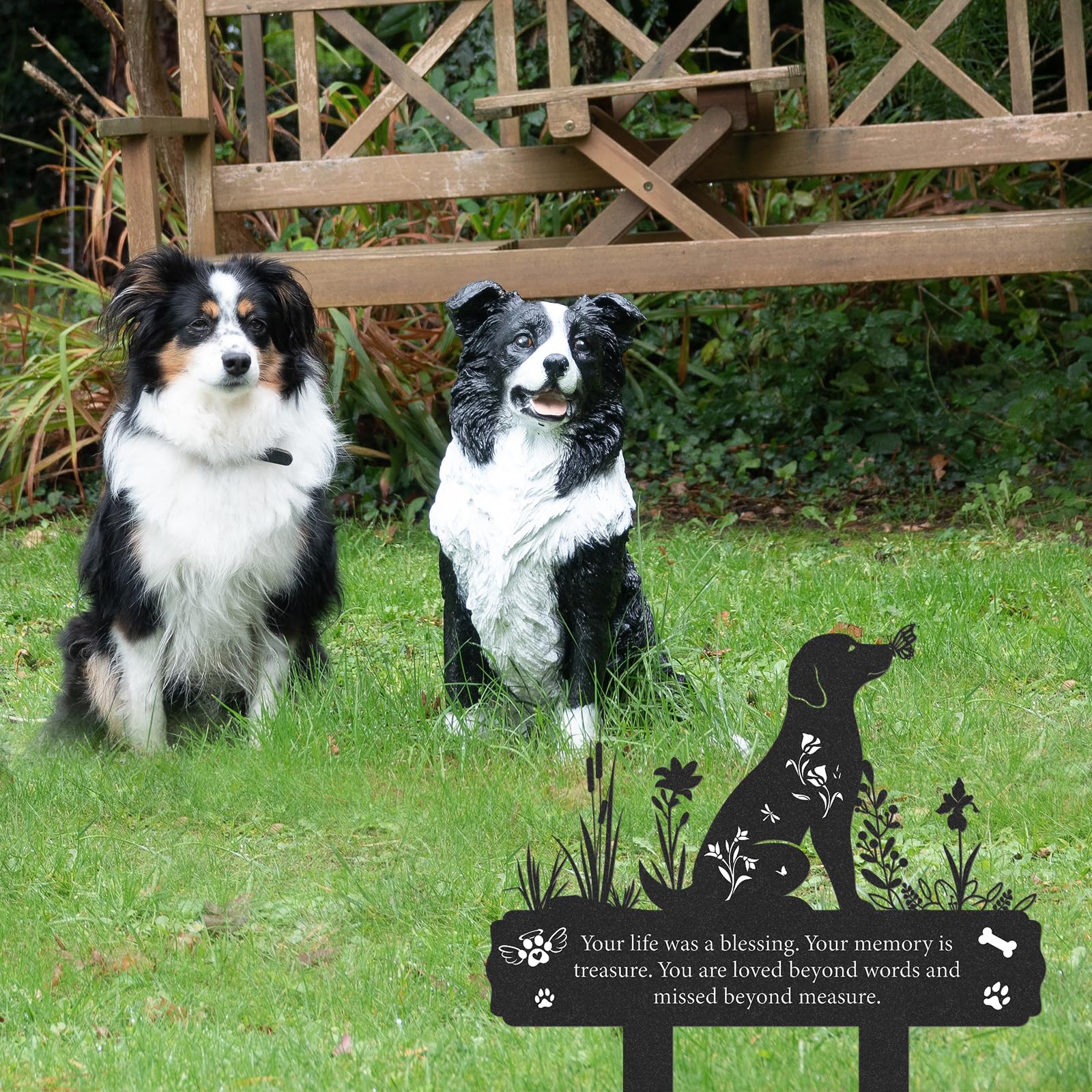 Rngmsi Dog Grave Marker 12 X 14.5 Inches Pet Memorial Garden Black Silhouette