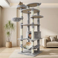 KWOJU 78.8" Large Cat Tree Tower for Indoor Kitties, Multi-Level Furniture Activity Center for Tall Cat Condo with Cozy Perches,Sisal Scratching Posts,Hammock and Basket (78.8 inch Light Gray)