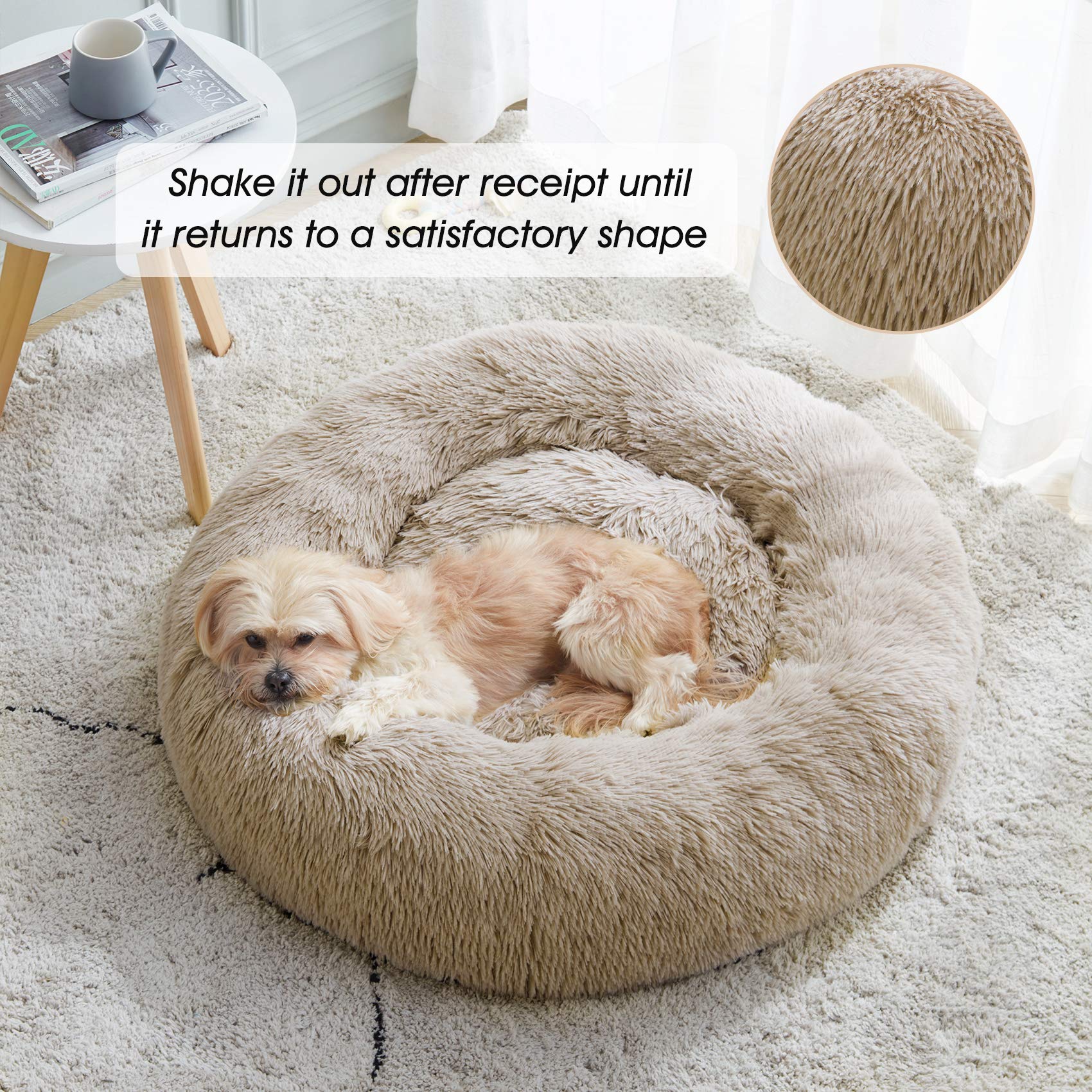 Western Home Calming Donut Small Medium Pet Dog Bed Washable,27" Brown