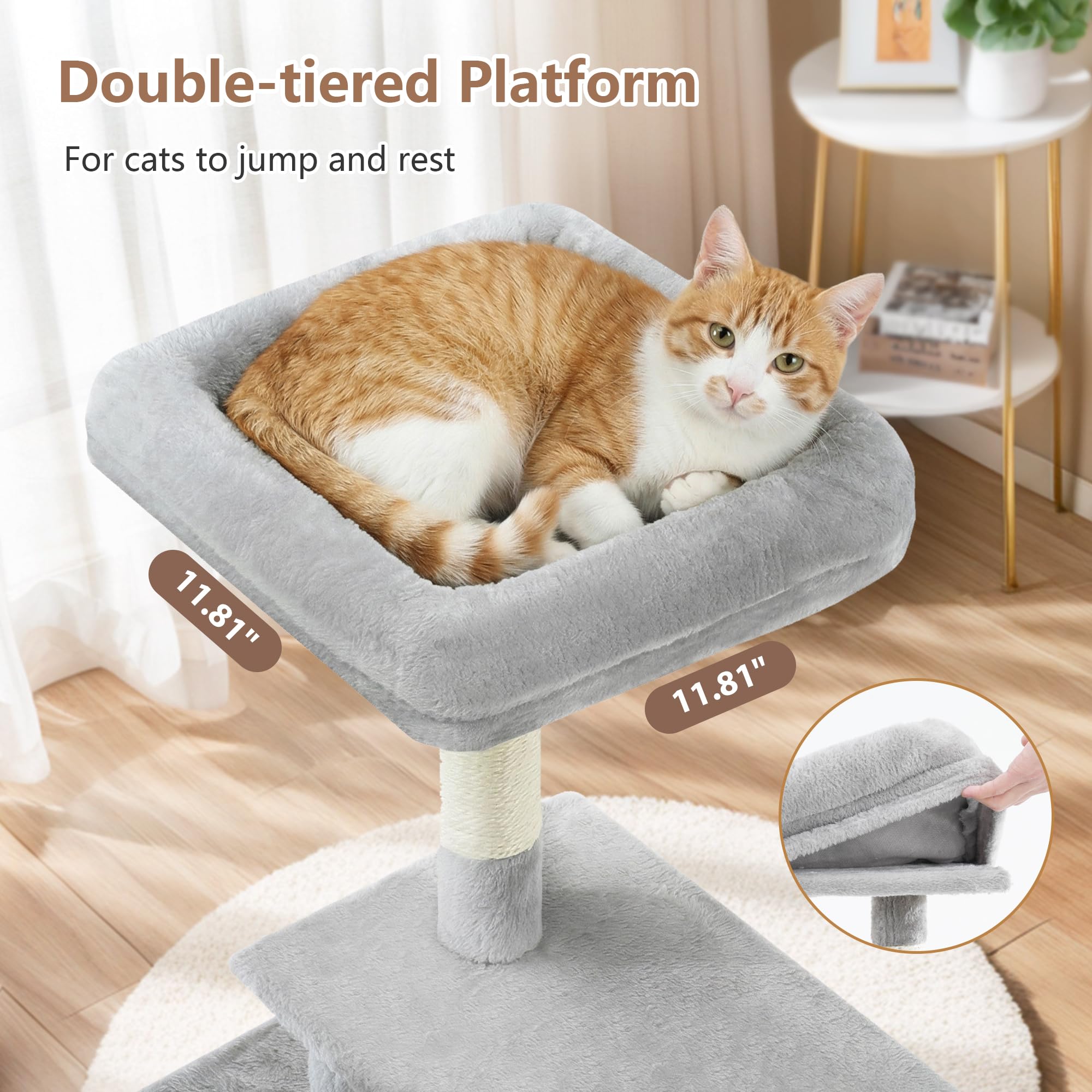 Gitelsnour Cat Tree Tower 42'' with Condo, Indoor Scratching Post GCT005SW