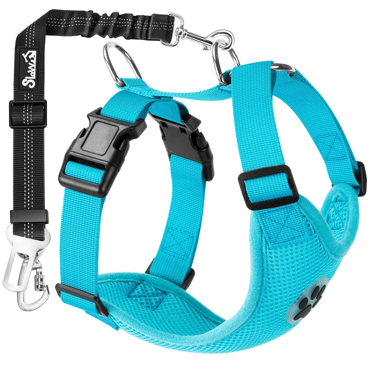 SlowTon Dog Seat Belt and Harness for Car, 2 in 1 Seatbelt Buckle, B M