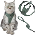 Voyager Escape-Proof Step-in Lock Cat Harness & 5ft Neoprene-Handle Leash Set All-Weather Mesh with Reflective Stitching for Small to Large Cats by Best Pet Supplies, Moss Green (327), XS