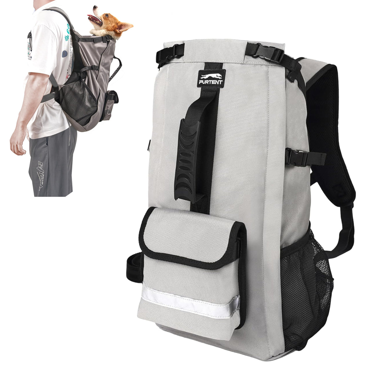 Dog Backpack Carrier for Small and Medium Dogs with Detachable Waist Bag（M）