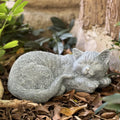 Garden Decor 11.4” Cat Statue Outdoor Statue, Cat Figurines Garden Statues & Sculpture Decoration, Sleeping Cat Statue Decor for Patio, Porch and Lawn, Gifts for Cat Lover and Mom, Cat Memorial Stone