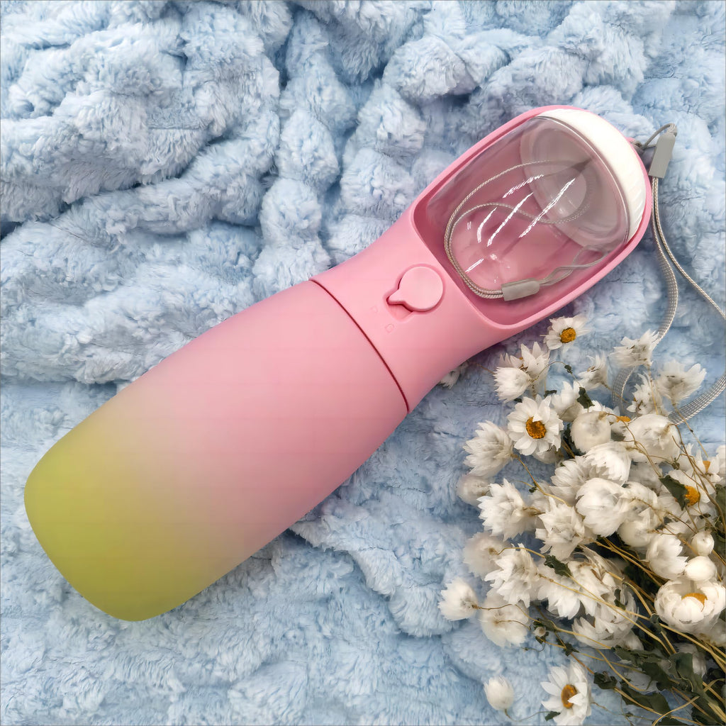 MITOCAPY Dog Water Bottle Portable, 19Oz Large Capacity Dog Water Dispenser, Food Grade Pet Accessories for Small Dogs Large Breed, Travel Pet Water Bowl for Outdoor, Dog Birthday Gifts (Pink&Green)