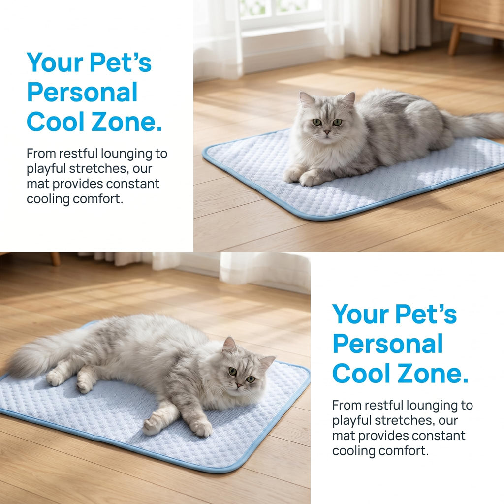 Dog Cooling Mat for cats Small Pets, Gel Free Ice Silk Self Cooling Pad