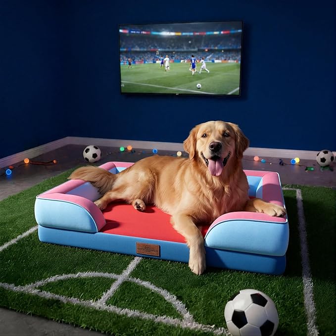 Comfort Expression Orthopedic Dog Bed for Extra Large Dogs 45x35 Inch, Waterproof Egg Crate Foam XL Pet Bed with Removable Bolsters, Dog Couch with Washable Cover & Non-Slip Bottom, Atlanta