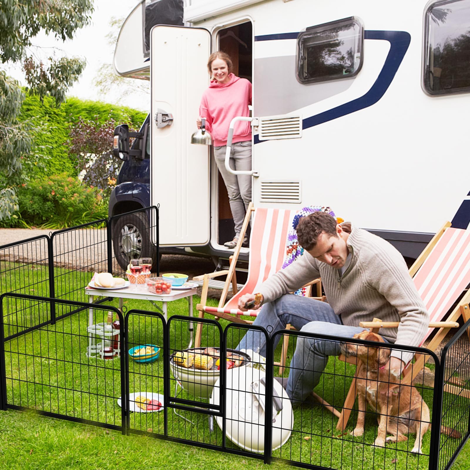 NEWBULIG Dog Playpen Indoor 24 Inch 16 Panels, Metal Outdoor Dog Fence Pen