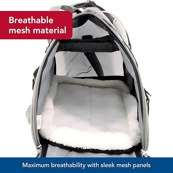 Coastal Pet Bergan Comfort Carrier - Breathable Travel Carrier for Dogs & Cats - Heather Grey, 19" x 10" x 13"