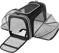 MASKEYON TSA Airline Approved Large Pet Travel Carrier,4 Sides Expandable with 2 Mesh Pockets,3 Entry, Soft Sided Collapsible Dog Carrier for 2 Cats,Kittens,Puppies,Dog, X-Large, Black & White