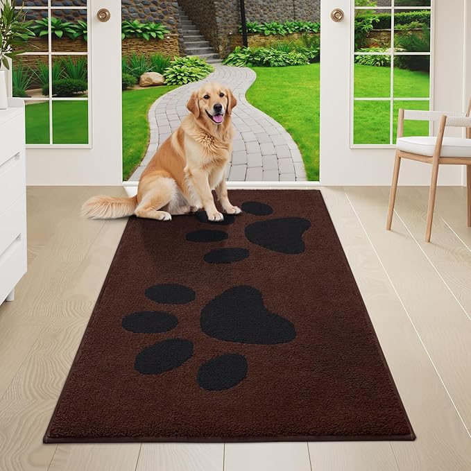 Buganda Dog Door Mat for Muddy Paws 47x24, Absorbent Doormat for Inside — 47.0"l X 24.0"w X 0.6"th