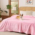 Sunheir Waterproof Blanket for King Size Bed - 108"x86" Soft Reversible Sherpa Fleece Flannel Dog Blankets for Large Dogs, Pet Blanket for Bed, Couch, Soft Plush Furniture Protector, Pink