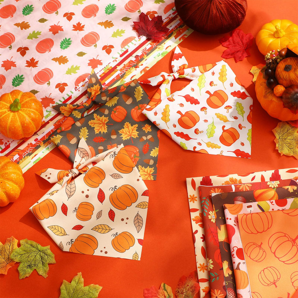 Abbylike 50 Pcs Fall Dog Bandanas Bulk, Autumn Harvest Pumpkin Pattern