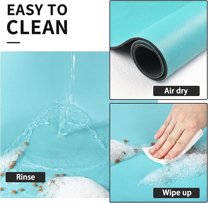 Dog Food Mat - Absorbent Cat Mat for Food and Water, No Stains Pet Feeding Bowl Mat, Easy to Clean Pet Placemats, Quick Dry Dog Water Dispenser Mat for Messy Drinkers | Paw Teal 16"x 24"