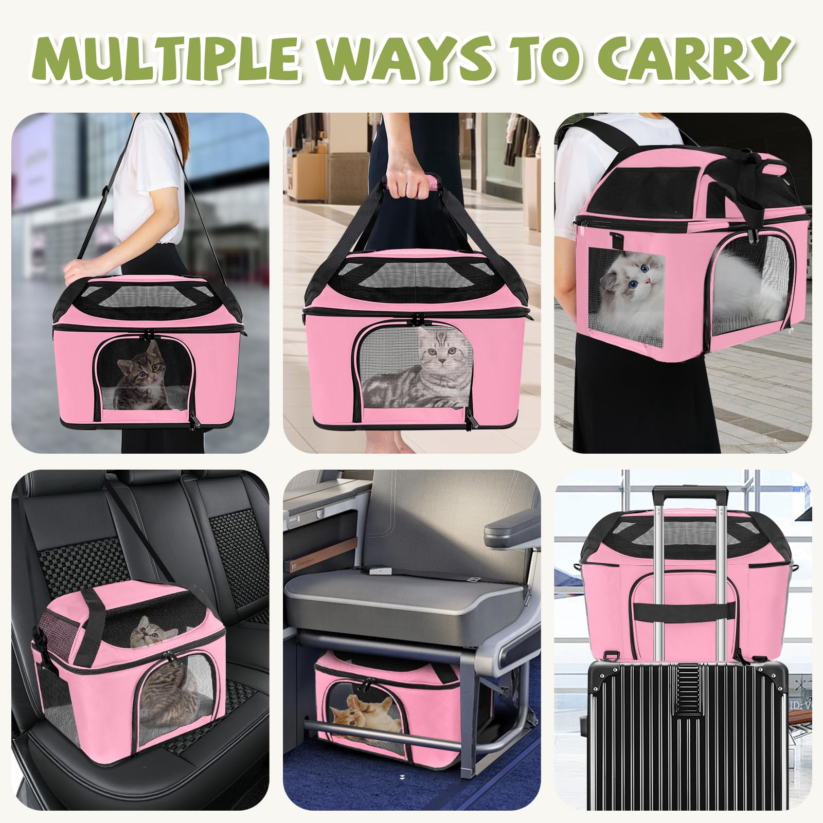 Soft Cat Carrier Up to 20 Lbs, Washable Pet Travel Bag for Kitten Puppy