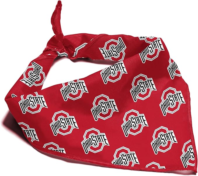Ohio State Buckeyes Officially Licensed Bandana for Dogs and Cats | Fits Pets Great Gift Idea | Easy-to-Tie (Small, 13")