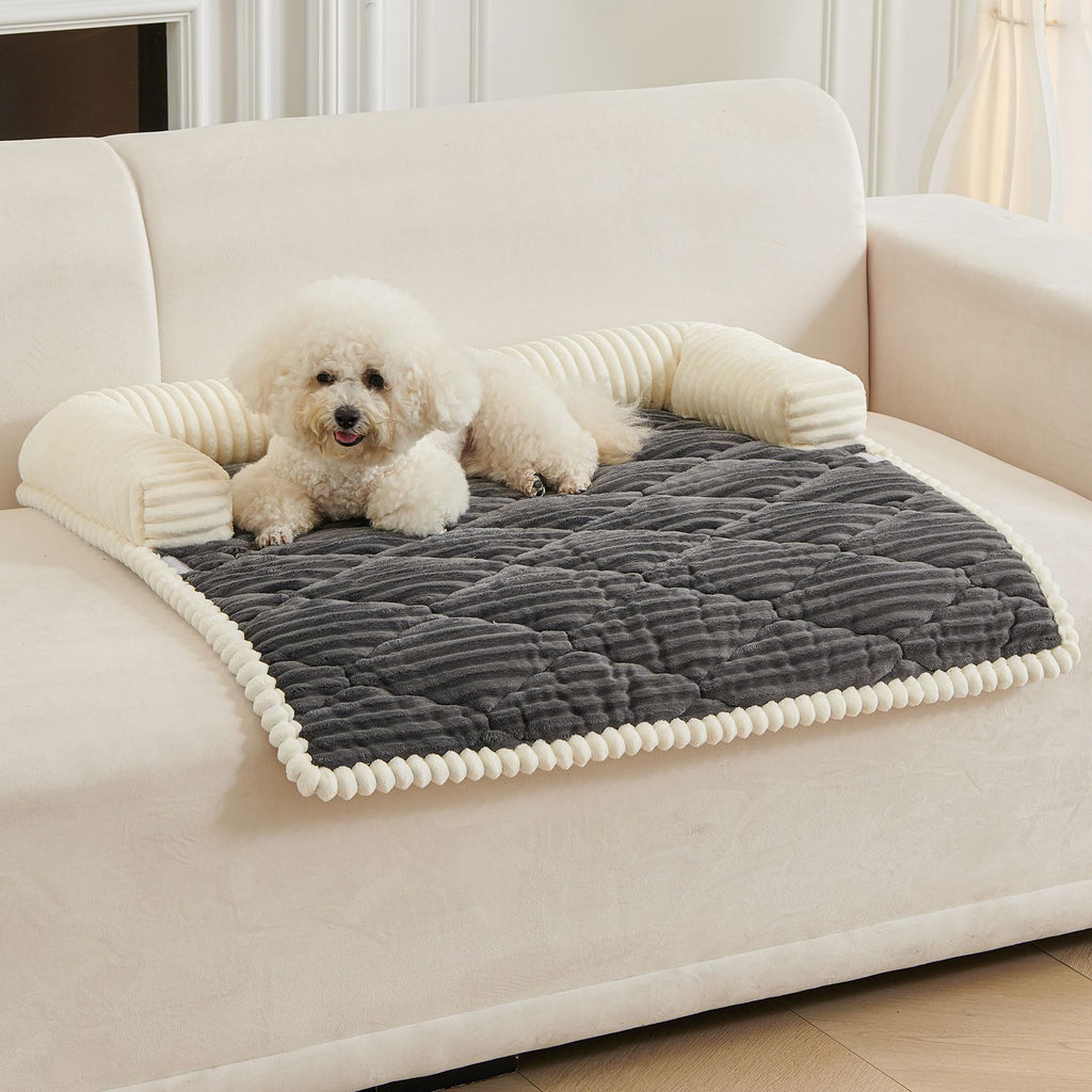HAOMAIJIA Dog Couch Bed for Large Dogs, Non Slip Pet Couch Covers for Sofa Thick Soft Washable Dog Couch Cover Protector All Seasons Universal Dogs and Cats Bed Mat (Grey, Large)