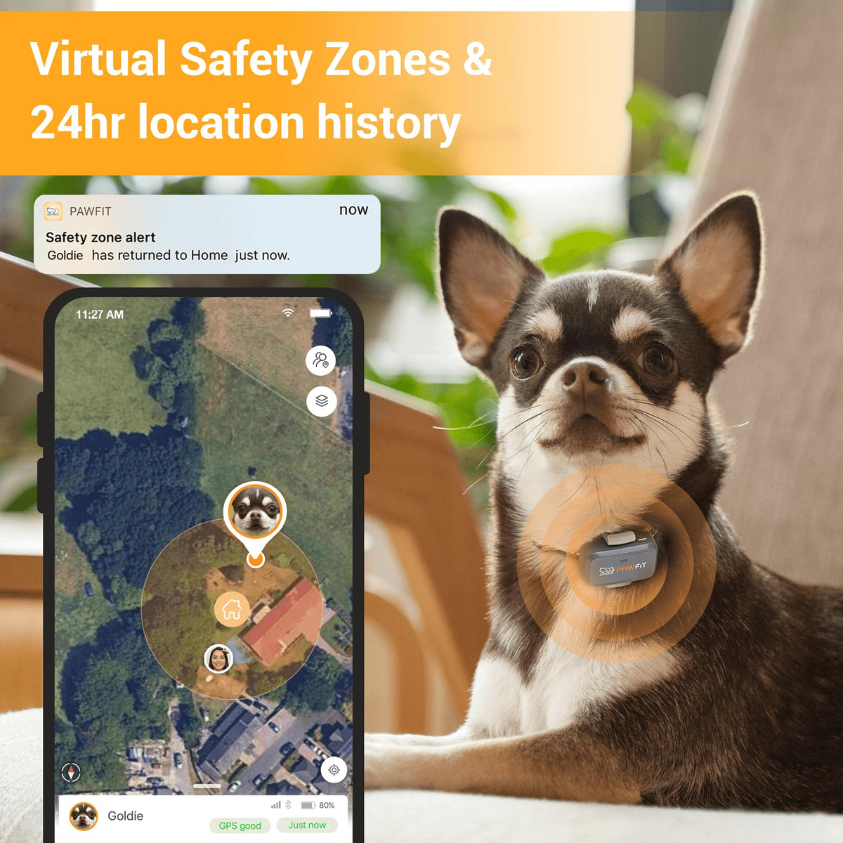 Pawfit Lite 4G GPS Dog Tracker, Live Tracking, Ultra-Light, Lilac Grey