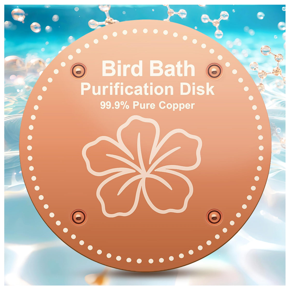 OICEME Bird Bath Purification Disk Pure Copper Outside Winter Solar Power Birdbath Heater Deicer Cage Hanging Bowl Metal Warmer Deck Railing Glass Concrete Ceramic Stone Stand Outdoor Fountain 3PCS