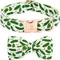 Lionheart glory Dog Bow Collar Cucumbers Print Dog Collar for X-Small Dogs,Female Male Dog Collars with Bowtie Spring Summer Collars Soft Adjustable Pet Collar Bows