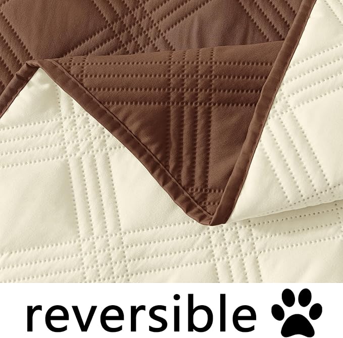 hyha Waterproof Dog Blanket, Reversible Pet Bed Blanket, Soft Sofa Couch Cover for Dogs Washable, Waterproof Pet Couch Covers for Sofa Puppy Cats Furniture Protector(30"x53", Brown/Beige)