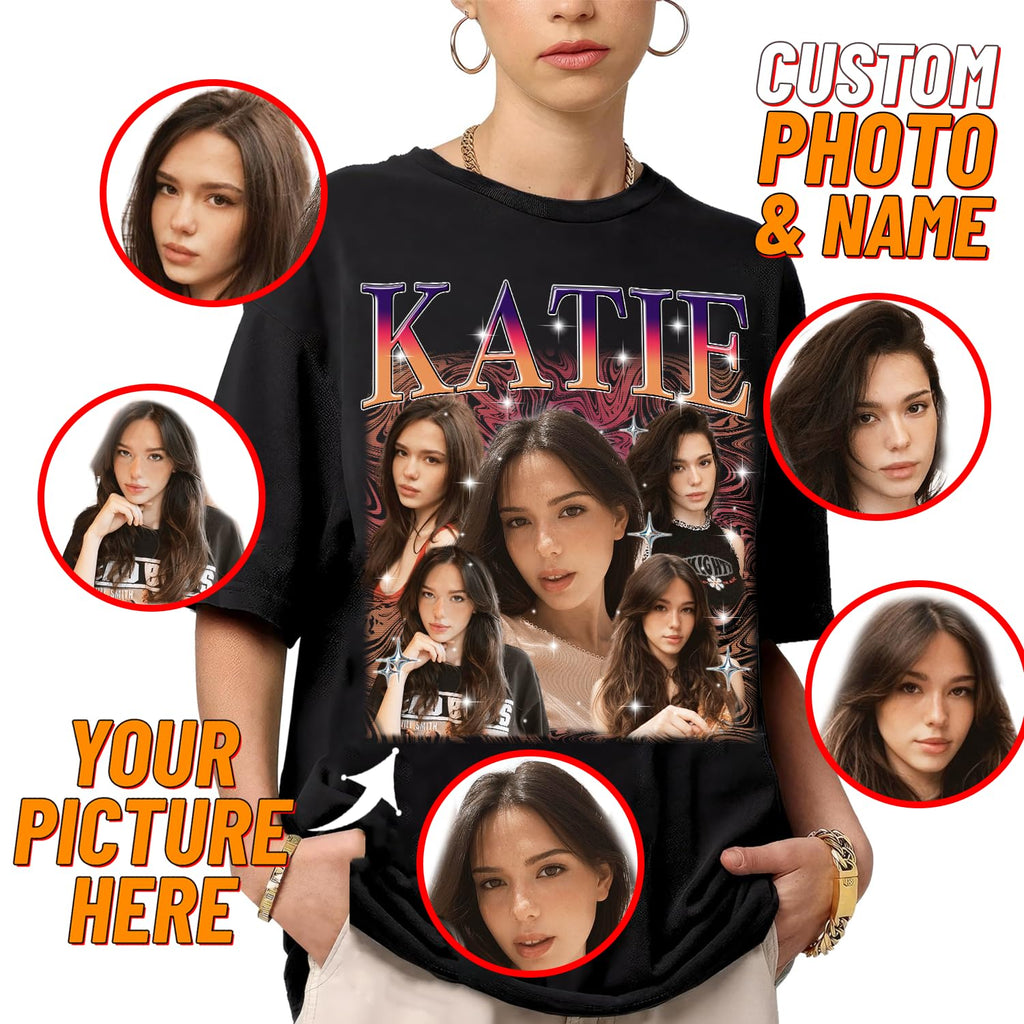 NAZENTI Custom Your Own Bootleg Rap Tee Shirts, Custom Your Text Vintage Shirt, Custom Graphic Tees, Women Birthday Gift A2