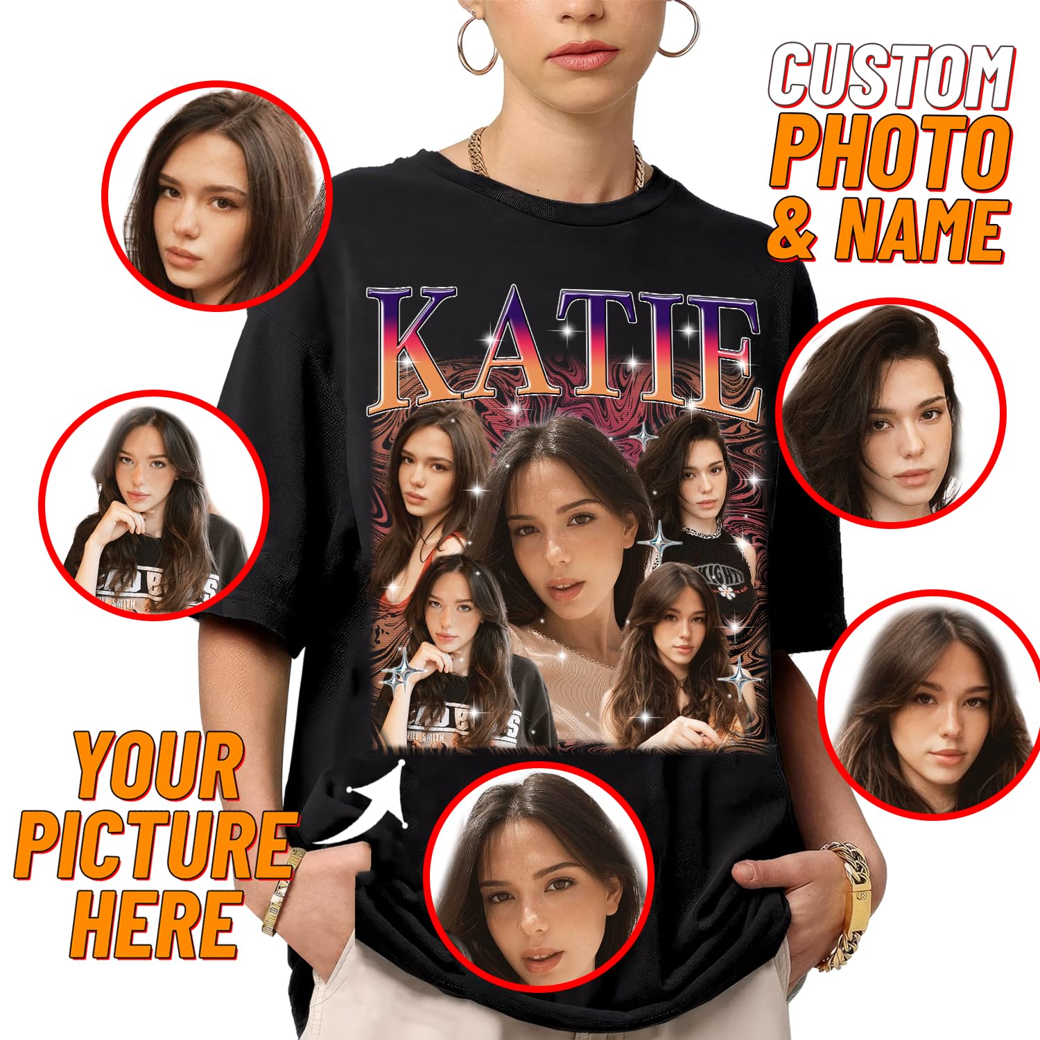 NAZENTI Custom Your Own Bootleg Rap Tee Shirts, Custom Your Text Vintage Shirt, Custom Graphic Tees, Women Birthday Gift A2