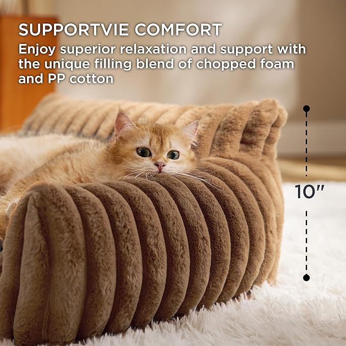 Bedsure ComfyFleece™ Shown on TV Dog Couch for Medium Dogs,36in Camel Brown
