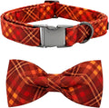 Bobo Rainbow Fall Dog Collar, Pet Collar Bow Plaid Pet Collars Girl Boy Holiday Pet Collars Gift Bow Collars Cute Soft Puppy Collars for X-Large Dogs