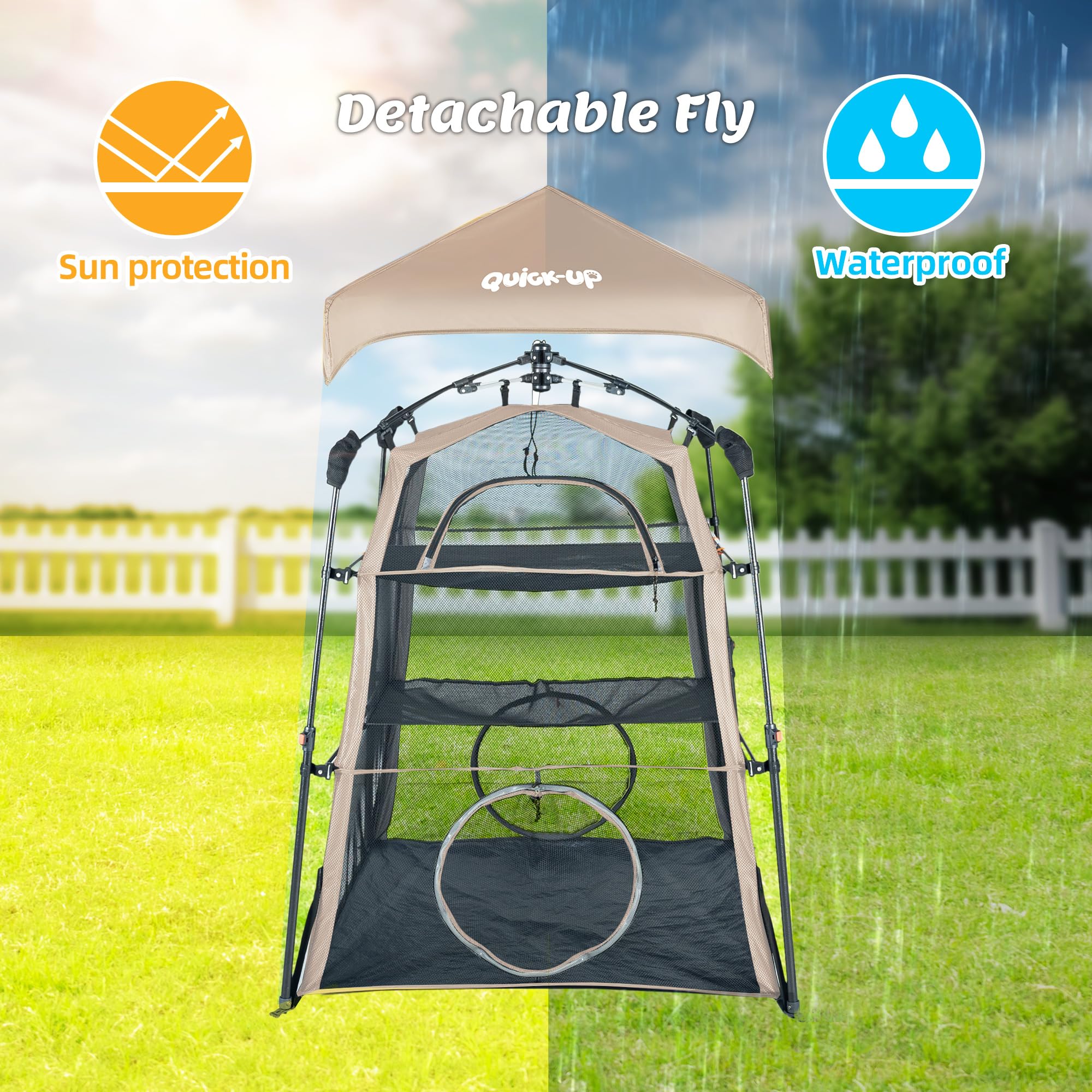 3 in 1 Portable Cat Enclosures with Tunnel & Cat House, Quick Setup Foldable Indoor Outdoor Cat Play Tent for Pet Families, Upgraded Stable Frame, Extra Large Space, Storage Bag + Cat Wand & Balls