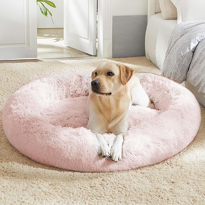 Western Home Calming Donut Large Dog Bed Pet Bed,36" Pink