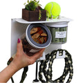Vascito Dog Treat Holder For Wall Storage For Pets, Premium Pet Wall Organizer, Includes Two 16oz Airtight Dog Treat Jars, 3 Sets of Triple Hooks, Sturdy Shelf in Designer White
