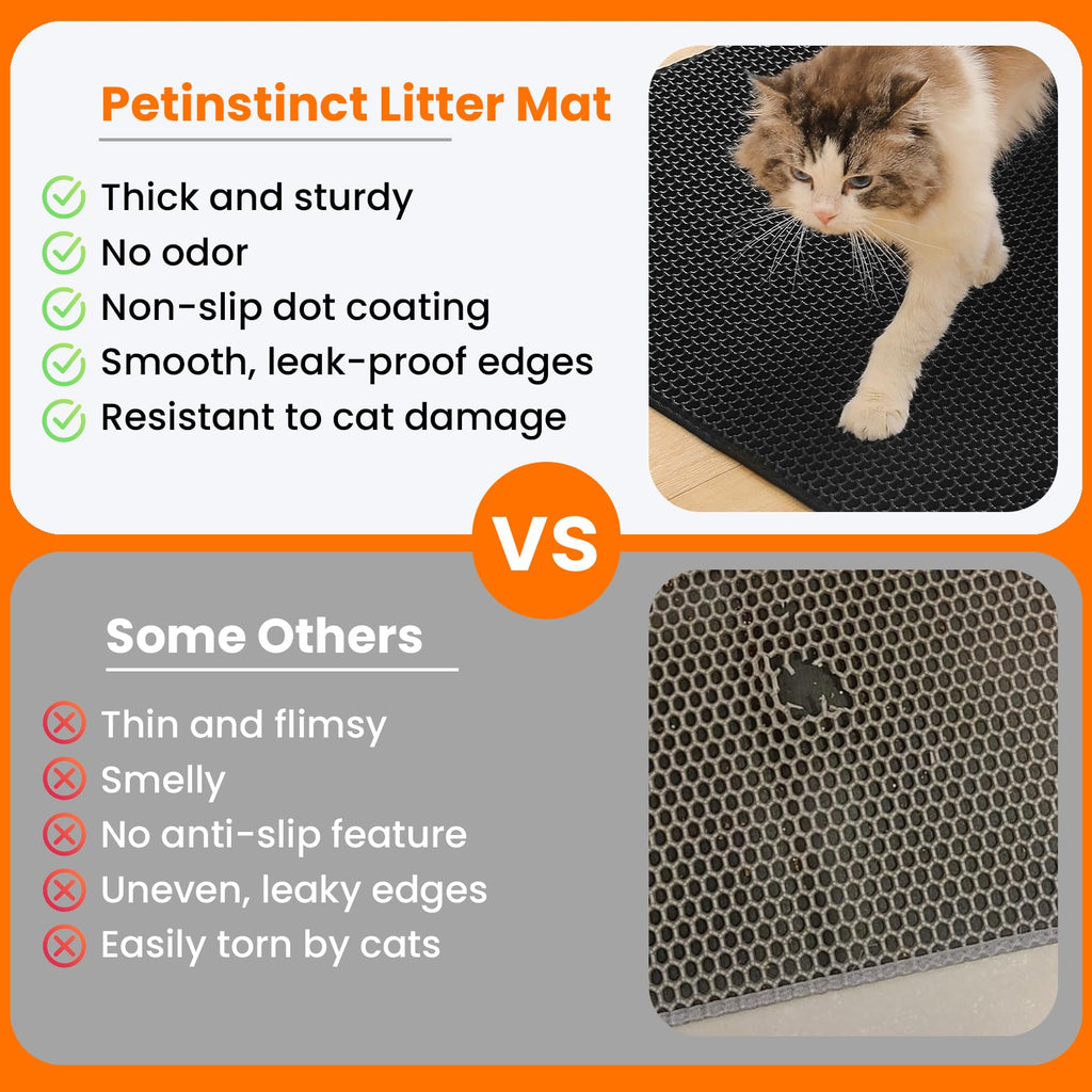Petinstinct Cat Litter Mat, Double Layer Honeycomb Litter Box Mat