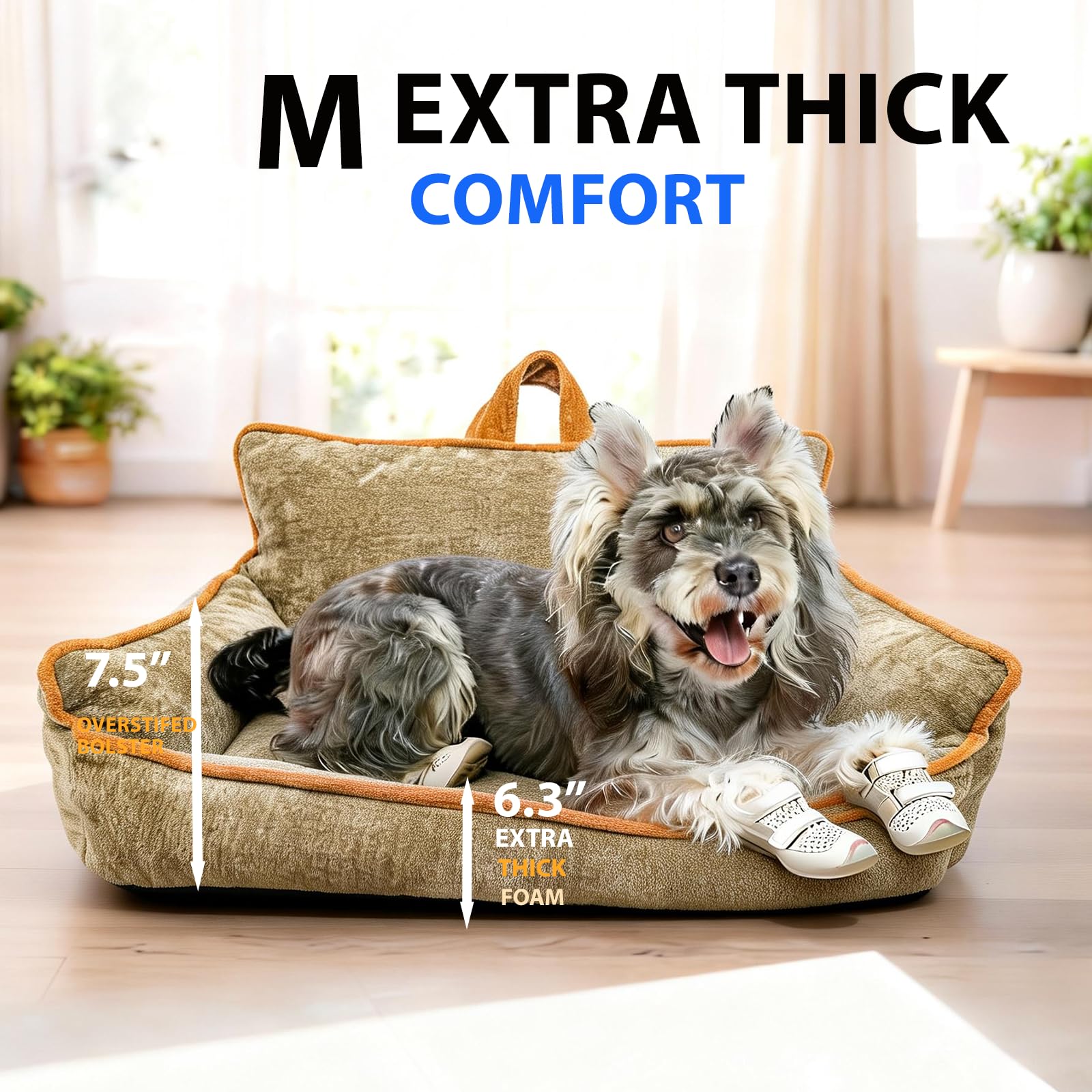 RAFASAFA Pet Beds for Medium Dogs,Dog Beds Medium Sized Dog,Waterproof Dog Bed,M(23.5"x15.5"x13.5")