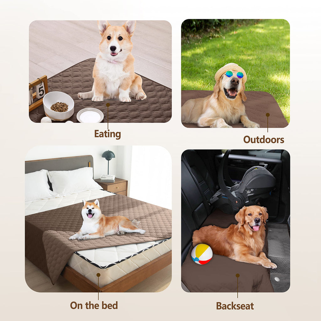 gogobunny 100% Double-Sided Waterproof Dog Bed Cover Pet Blanket Sofa Couch Furniture Protector for Puppy Large Dog Cat, Reversible (30x90 Inch (Pack of 1), Dark Chocolate/Light Chocolate)