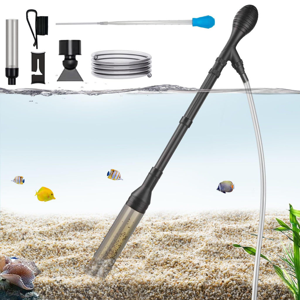 Carefree Fish Aquarium Gravel Cleaner 6Ft Hose Fish Tank Water Changer Gravel Vacuum Adjustable Length ABS(for 20~100Gal Tank)