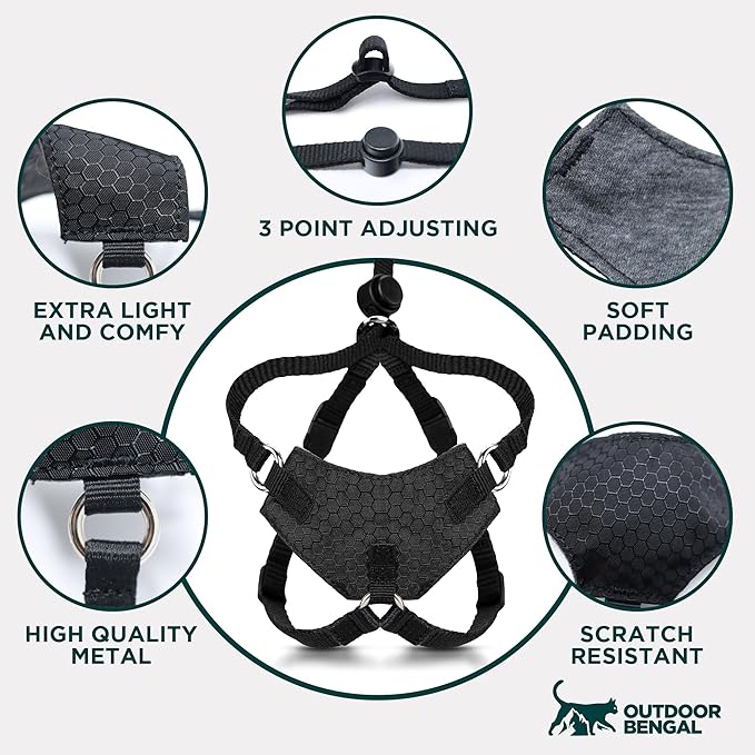 Houdini™ Escape Proof Kitten Harness and Leash Set by OutdoorBengal – Extra Small – Comfy, Adjustable and Lightweight - Houdini Cat Harness Escape Proof for Small Cats + Cat Leash 6ft (Multicolor, XS)